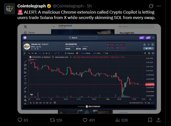暗藏恶意代码的 Crypto Copilot Chrome 插件盗取 Solana 数字货币